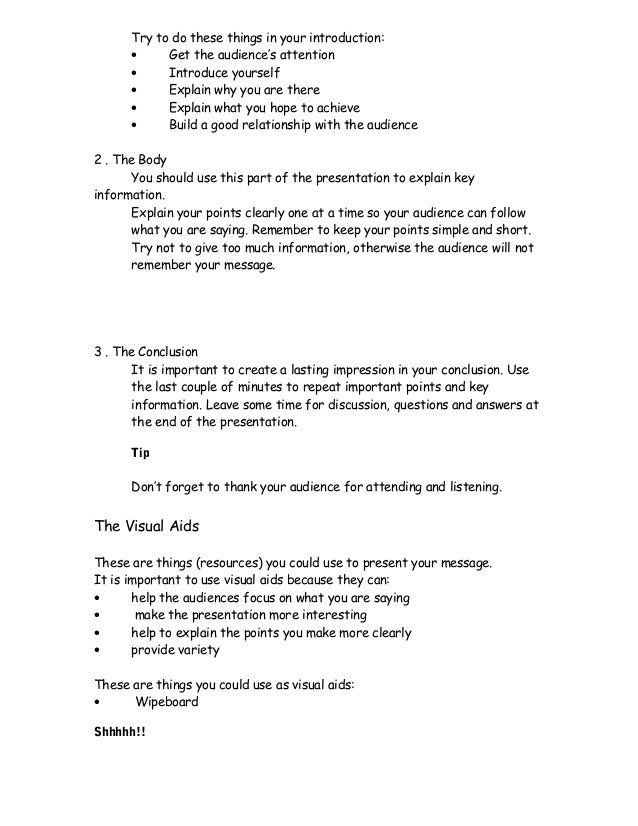 Written presentation format picture