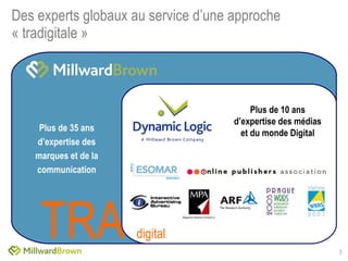 Des experts globaux au service d’une approche « tradigitale » Plus de 35 ans d’expertise des marques et de la communication Plus de 10 ans d’expertise des médias et du monde Digital TRA   digital 