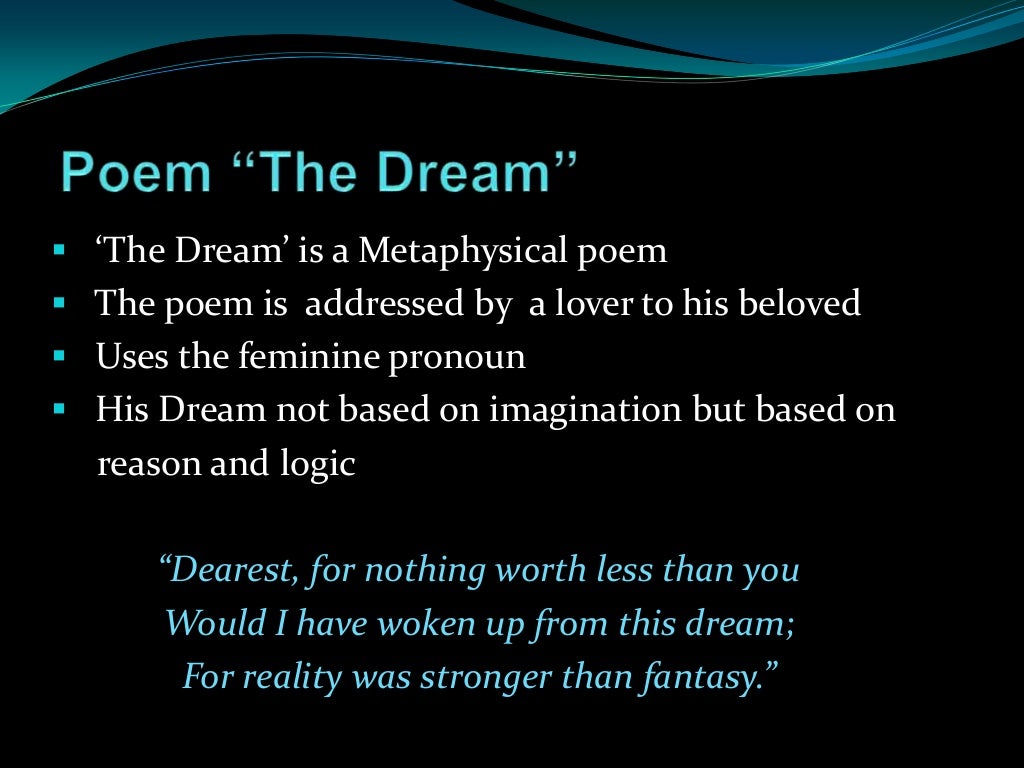 Metaphysical poem "The Dream"by John Donne