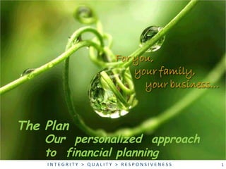 Our  personalized  approach  to  financial planning The Plan 