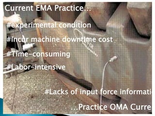 Current EMA Practice…
#experimental condition
#Labor-intensive
#Time-consuming
#Incur machine downtime cost
…Practice OMA Curren
#Lacks of input force informatio
 