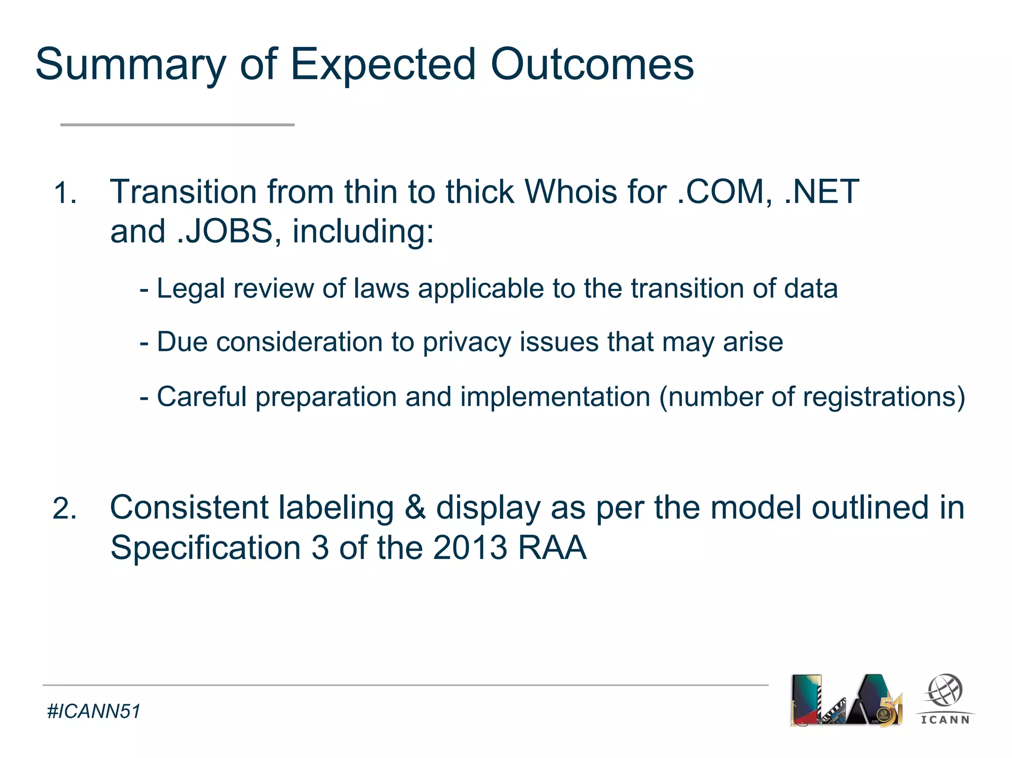 Text 
Current Status 
of Implementation 
#ICANN51 
 