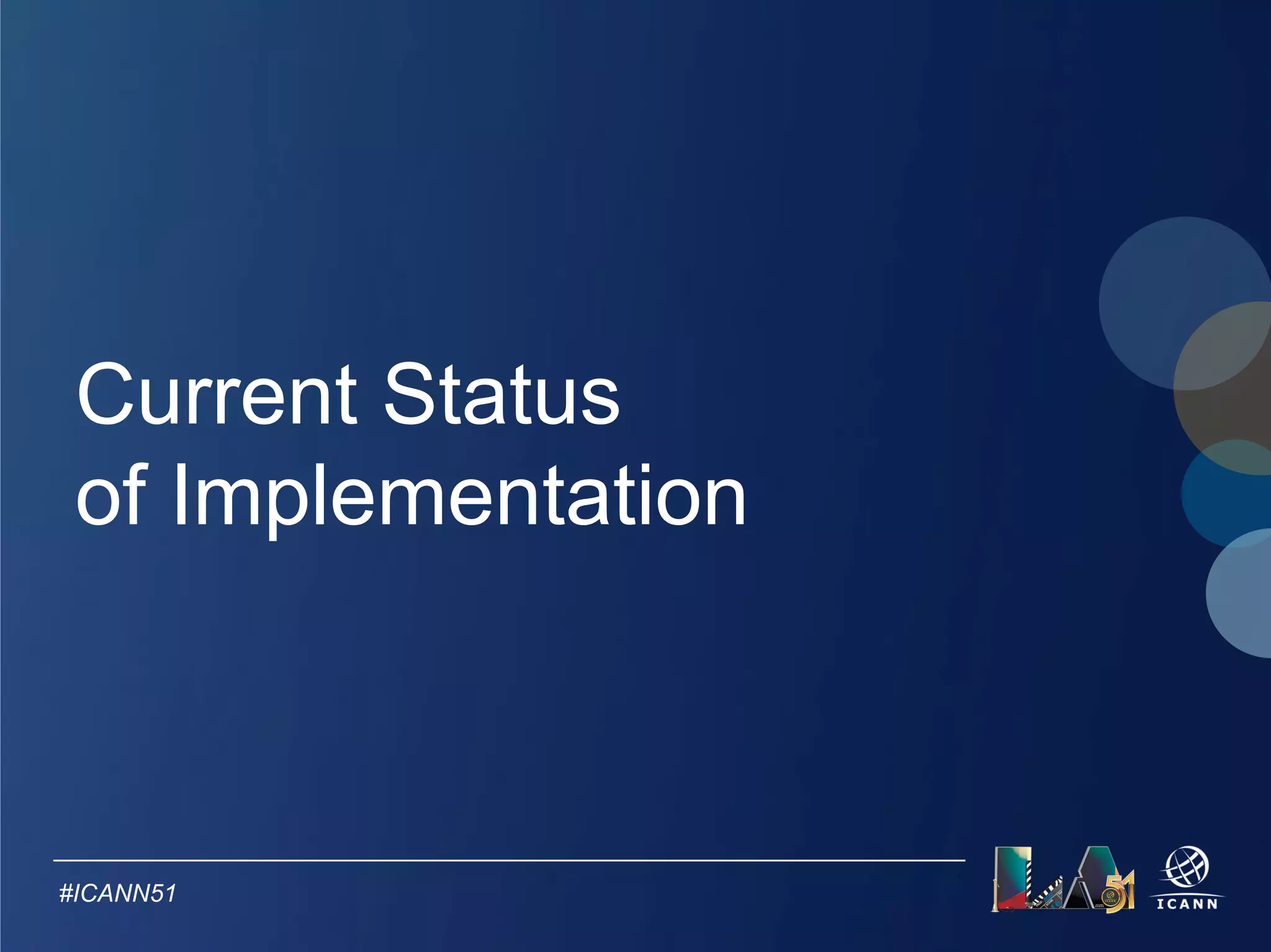 Text 
Current Implementation Plan 2014-2015 
Development of implementation plan, 
documents and guidelines 
Legal Review 
Jun Jul Aug Sep Oct Nov Dec Jan Feb Mar Apr May Jun 
2014 2015 
Registries Draft 
Implementation 
Plan 
Community outreach 
& industry education Webinar 
for Ry/Rr Publish 
FAQ 
 