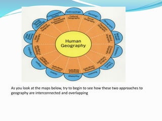 As you look at the maps below, try to begin to see how these two approaches to
geography are interconnected and overlapping
 