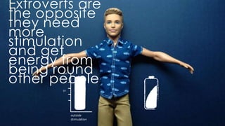 extroverts are the opposite they need
more stimulation and get energy from
being round other people
100
50
outside
stimulation
 