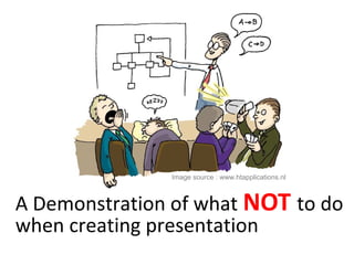 A Demonstration of what NOT to do
when creating presentation
Image source : www.htapplications.nl
 