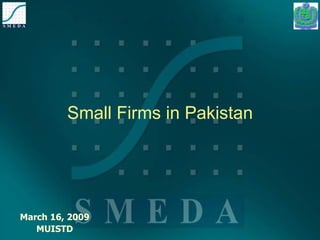 Small Firms in Pakistan March 16, 2009 MUISTD 