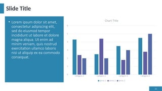 10
Slide Title
Category 1 Category 2 Category 3 Category 4
0
1
2
3
4
5
6
Chart Title
Series 1 Series 2 Series 3
• Lorem ipsum dolor sit amet,
consectetur adipiscing elit,
sed do eiusmod tempor
incididunt ut labore et dolore
magna aliqua. Ut enim ad
minim veniam, quis nostrud
exercitation ullamco laboris
nisi ut aliquip ex ea commodo
consequat.
 