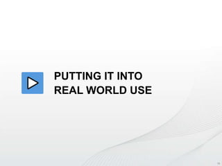 PUTTING IT INTO
REAL WORLD USE

Copyright © 2013 DataCore Software Corp. – All Rights Reserved.

19

 