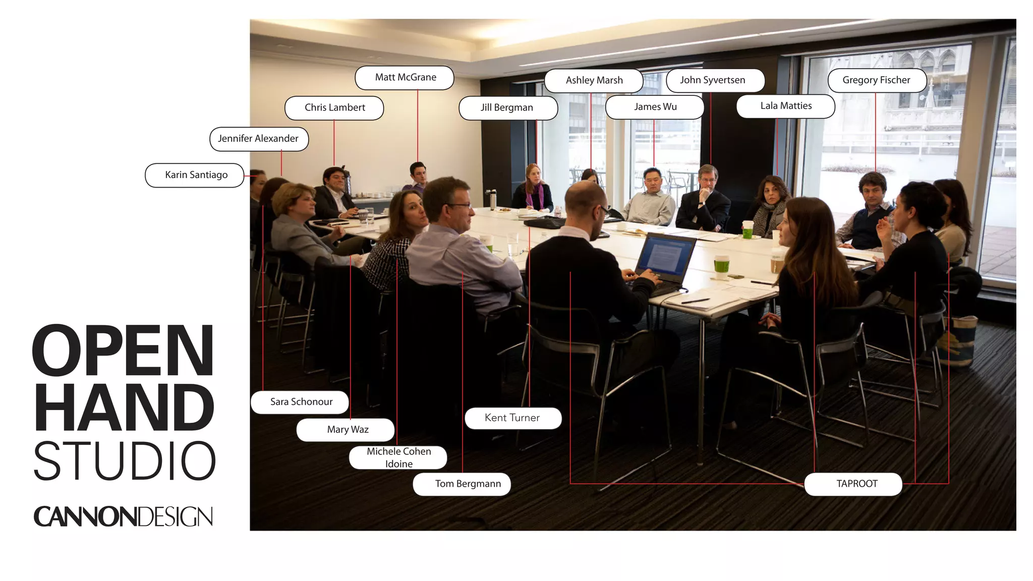 Matt McGrane                          Ashley Marsh              John Syvertsen                   Gregory Fischer

                                Chris Lambert                           Jill Bergman                  James Wu                    Lala Matties


           Jennifer Alexander


Karin Santiago




                      Sara Schonour
                                                                        Kent Turner
                                    Mary Waz

                                                Michele Cohen
                                                    Idoine
                                                                Tom Bergmann                                                                     TAPROOT
 