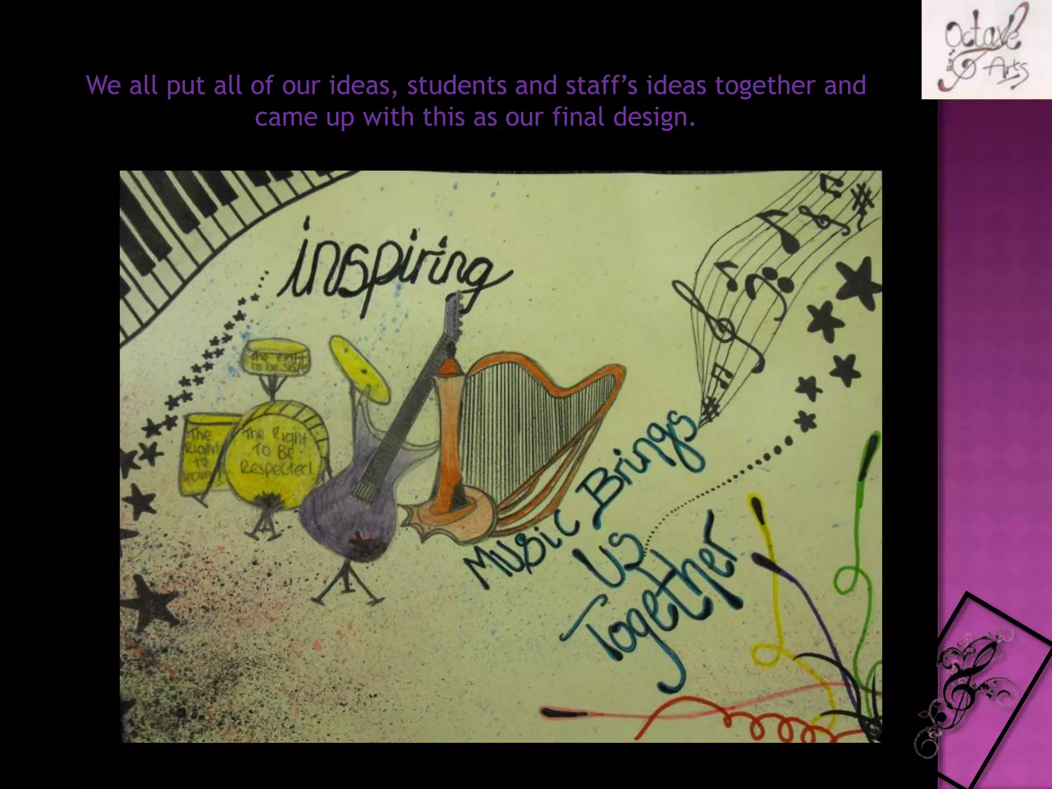 We all put all of our ideas, students and staff’s ideas together and came up with this as our final design.