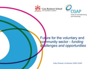 Future for the voluntary and    community sector -  funding    challenges and opportunities   Cathy Pharoah, Co-Director, ESRC CGAP 