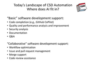 Csd Automation Agent-Based Automation of Collaborative Software Development: Current ...