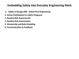 Promoting Safety Culture and Standards in Engineering Practice | PPTX