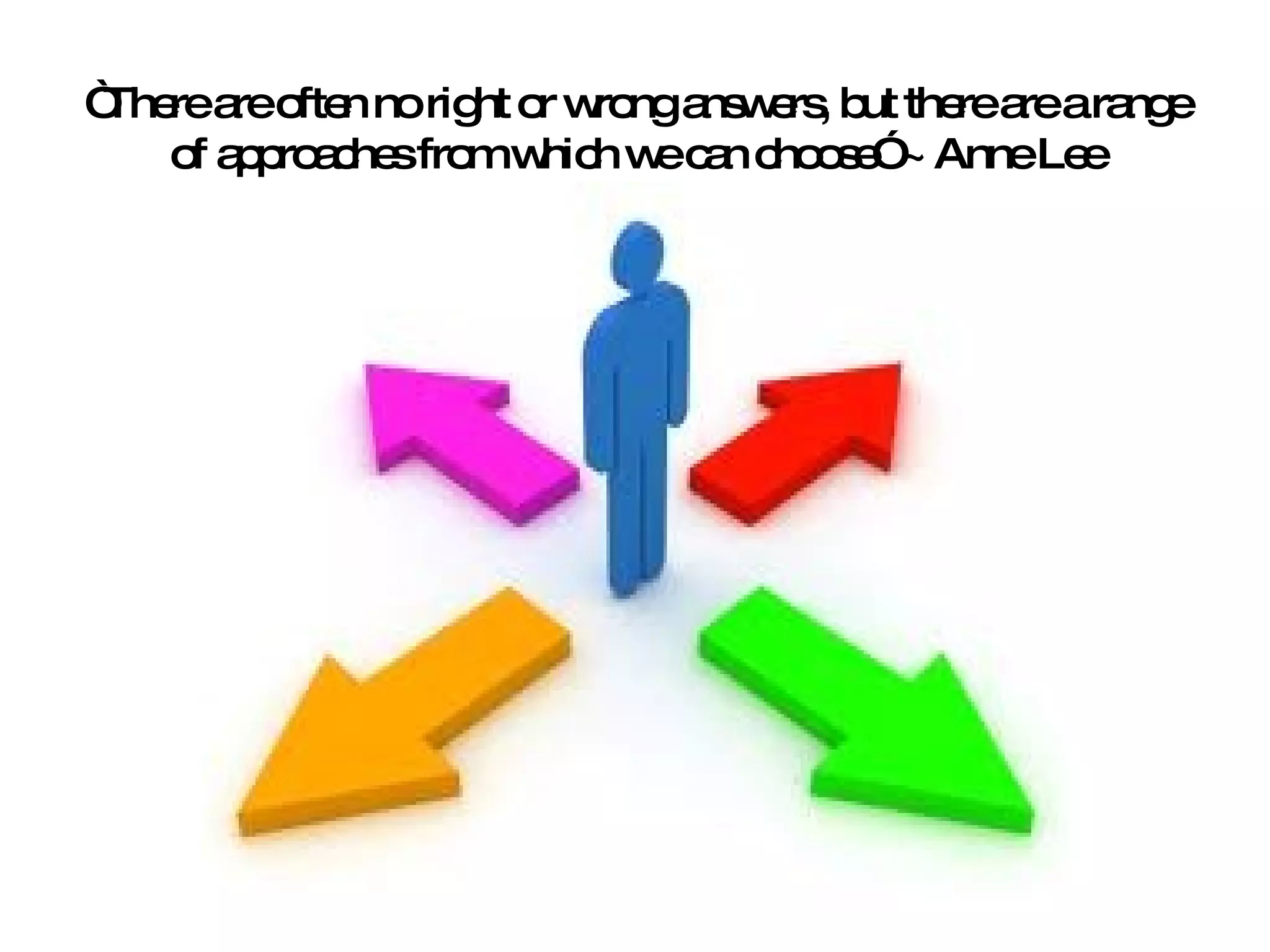 “ There are often no right or wrong answers, but there are a range of approaches from which we can choose” ~ Anne Lee 