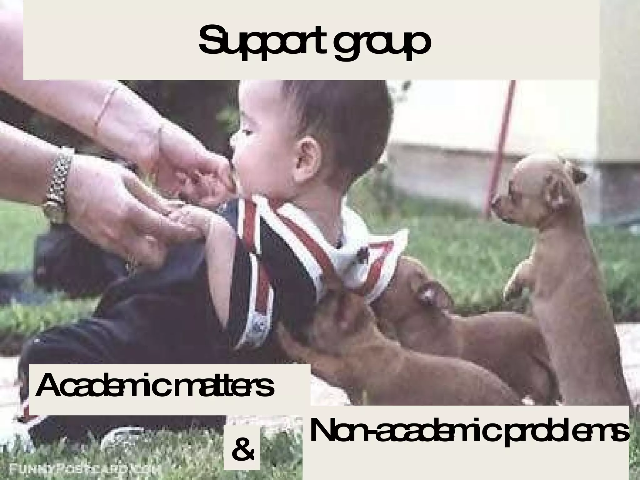 Support group Academic matters N on-academic problems & 