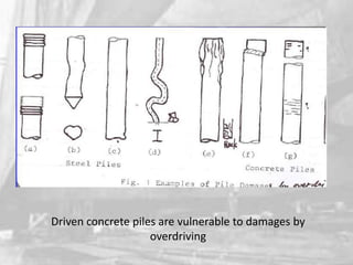 Driven concrete piles are vulnerable to damages by
overdriving

 