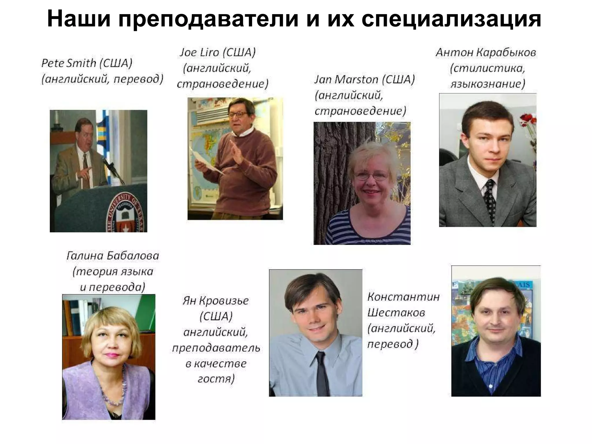 Наши преподаватели и их специализация 