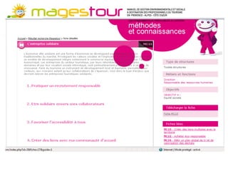 Guide Méthodes et connaissances (MC)
Pour progresser dans certains domaines du développement durable, il est
d’abord nécessaire de suivre une méthode et d’acquérir des connaissances
nouvelles. Ces fiches apportent les fondamentaux préalables à l’action en
ouvrant sur de nombreuses sources d’approfondissement. Il s’agit plutôt
d’axes stratégiques pour l’entreprise.
Les actions proposées s’inscrivent sur le moyen ou le long terme, à mettre en
œuvre de façon progressive mais continue dans votre établissement. Les
investissements nécessaires ne sont pas systématiquement importants.
 