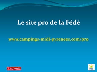 Le site pro de la Fédé

www.campings-midi-pyrenees.com/pro
 