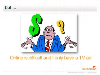 © 2010 MediaMind Technologies Inc. | All rights reserved
but ...
Online is difficult and I only have a TV ad
 