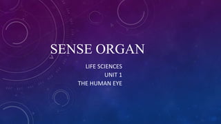 SENSE ORGAN
LIFE SCIENCES
UNIT 1
THE HUMAN EYE
 