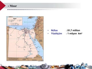 -  Mısır Nüfus  :  81,7 million  Yüzölçüm  :  1 milyon  km 2 