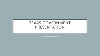 TEXAS GOVERNMENT
PRESENTATION
By: Matalee Stewart
 