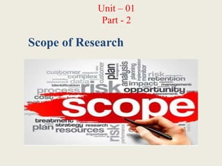 Scope of Research
Unit – 01
Part - 2
 