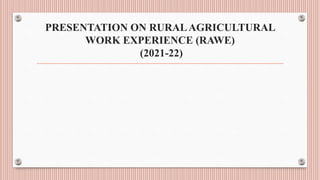 PRESENTATION ON RURALAGRICULTURAL
WORK EXPERIENCE (RAWE)
(2021-22)
 