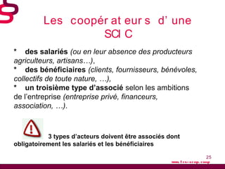25
Les coopér at eur s d’ une
SCI C
www. l es- scop. coop
*    des salariés (ou en leur absence des producteurs
agriculteu...