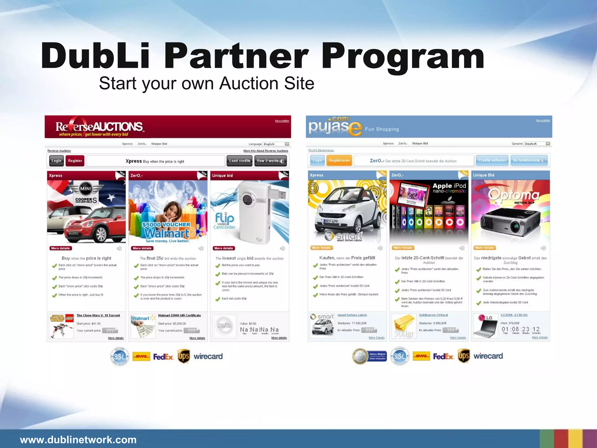 Start your own Auction Site DubLi Partner Program 