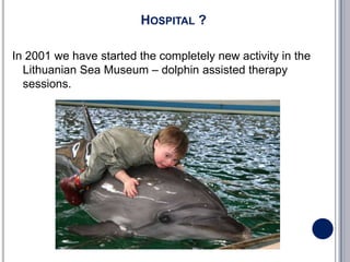 HOSPITAL ?

In 2001 we have started the completely new activity in the
  Lithuanian Sea Museum – dolphin assisted therapy
  sessions.
 