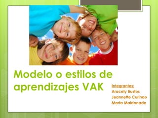 Modelo o estilos de
aprendizajes VAK Integrantes:
Aracely Bustos
Jeannette Curinao
Marta Maldonado
 
