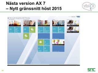 Nästa version AX 7
– Nytt gränssnitt höst 2015
40
 