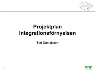 Projektplan
Integrationsförnyelsen
Ted Danielsson
52
 