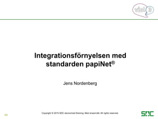 Integrationsförnyelsen med
standarden papiNet®
Jens Nordenberg
Copyright © 2015 SDC ekonomisk förening. Med ensamrätt. All rights reserved.
60
 