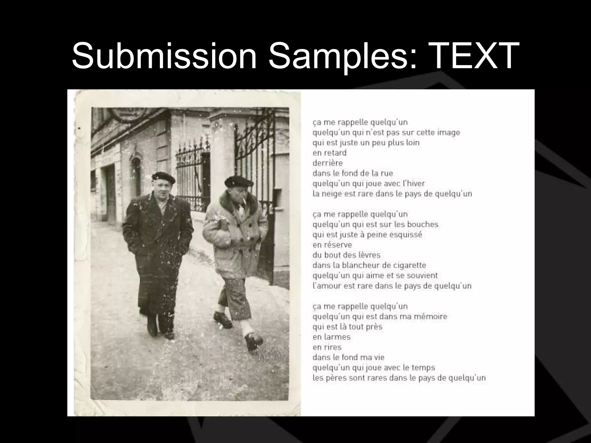 Submission Samples: TEXT

 