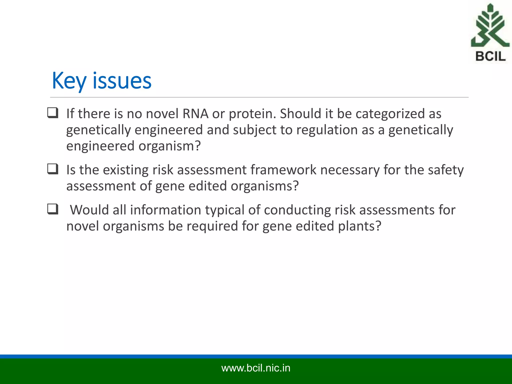 Biosafety Assessment and Regulations of Gene Editing | PPTX