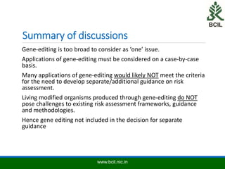 Biosafety Assessment and Regulations of Gene Editing | PPTX