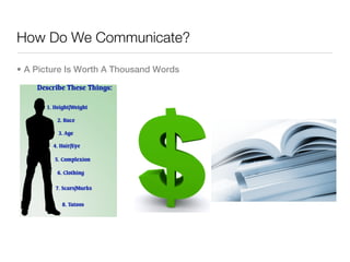 How Do We Communicate?

• A Picture Is Worth A Thousand Words
 