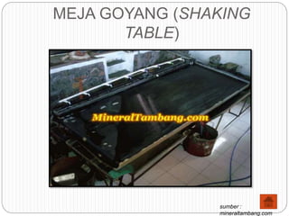 MEJA GOYANG (SHAKING
TABLE)
sumber :
mineraltambang.com
 