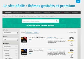 28 
Le site dédié : thèmes gratuits et premium 
La production multi-supports de sites WordPress WP TECH NANTES 2014 
 