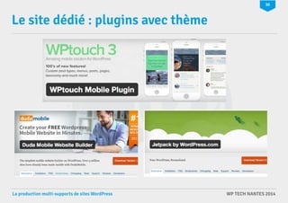 30 
Le site dédié : plugins avec thème 
La production multi-supports de sites WordPress WP TECH NANTES 2014 
 