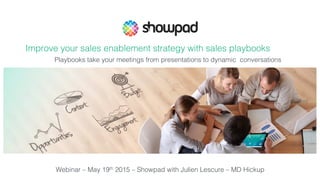Improve your sales enablement strategy with sales playbooks!
Playbooks take your meetings from presentations to dynamic conversations!
Webinar – May 19th 2015 – Showpad with Julien Lescure – MD Hickup!
 