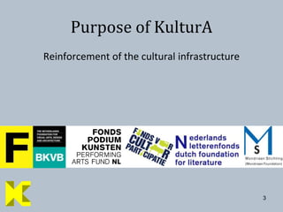 Reinforcement of the cultural infrastructure3Purpose of KulturA