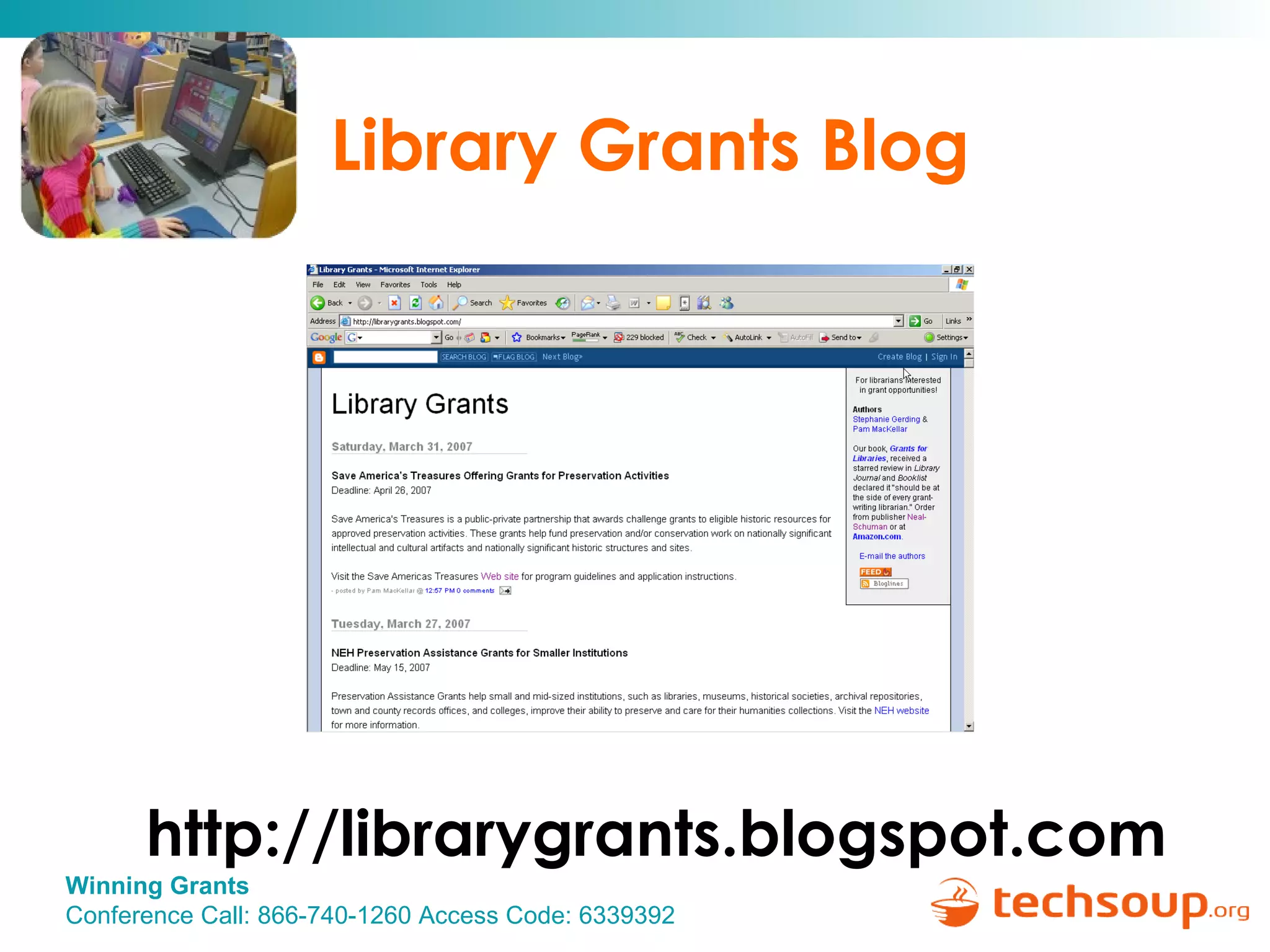 Library Grants Blog  http://librarygrants.blogspot.com 