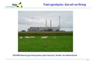 20
350 MW Natural gas fired power plant Harculo, Zwolle, the Netherlands
Fast pyrolysis: bio-oil co-firing
 
