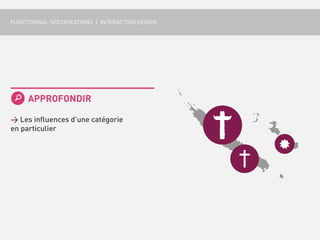 FUNCTIONNAL SPECIFICATIONS | INTERACTION DESIGN




     APPROFONDIR

> Les influences d’une catégorie
en particulier
 