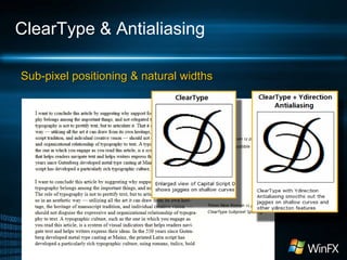 ClearType & Antialiasing
Sub-pixel positioning & natural widthsSub-pixel positioning & natural widths
 